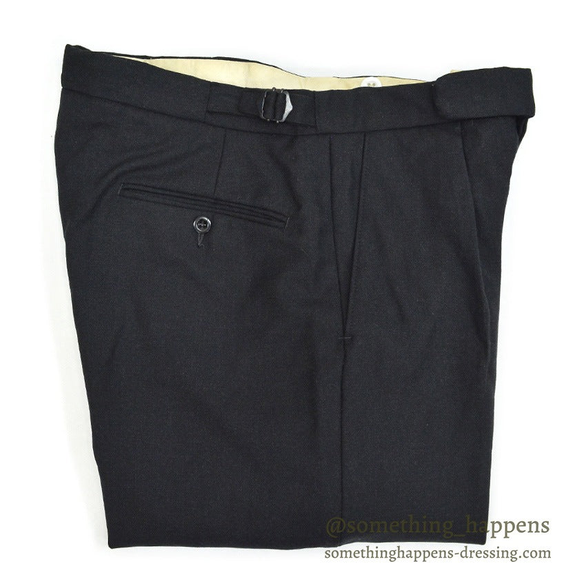 1960's~ EURO BLACK WOOL SLACKS...W32 L31