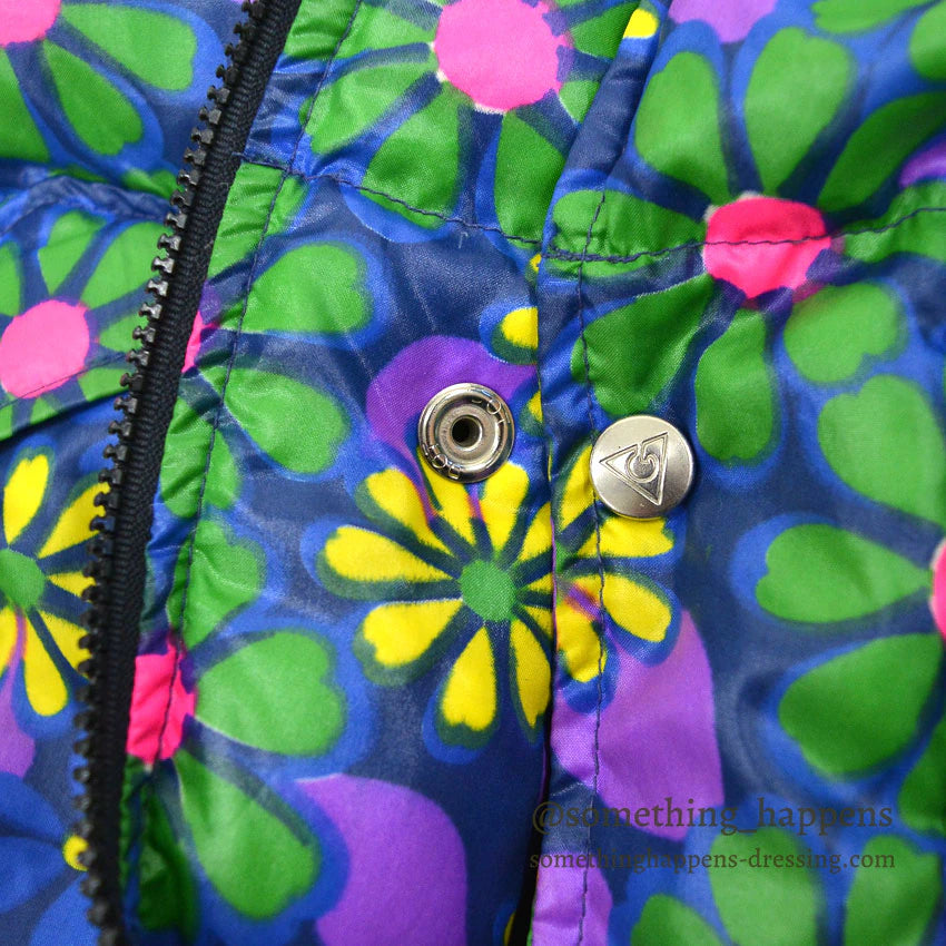 1970's GERRY HIPPIE FLOWER PATTERN ALL OVER PRINT DOWN JACKET...