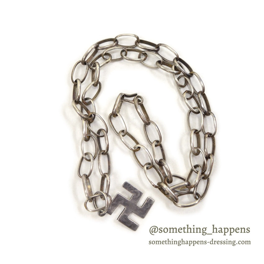 OLD NAVAJO SWASTIKA SILVER NECKLACE...