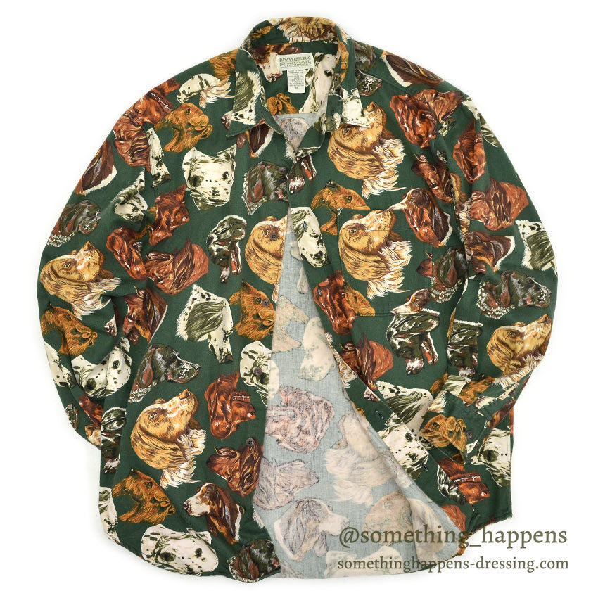 1980's BANANA REPUBLIC SAFARI & TRAVEL DOG PRINT SHIRT ... M
