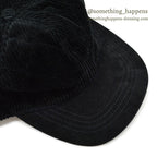 1990's EDDIE BAUER QUILTED CORDUROY & SUEDE JET BLACK CAP...