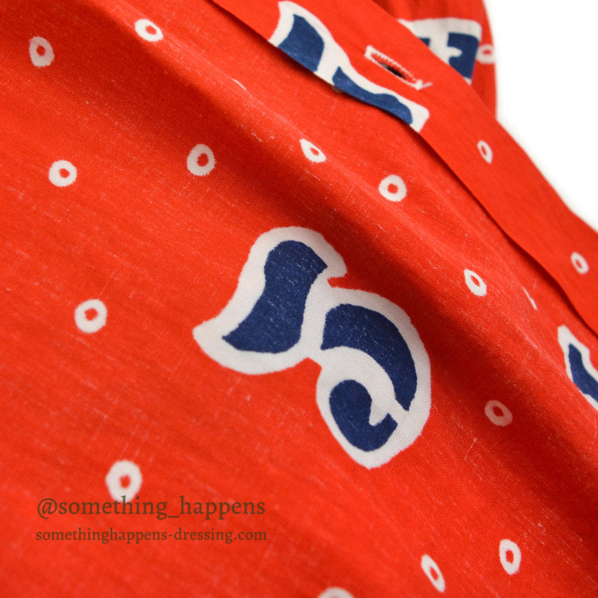 1970's BIANDI CELLINI NUMBERS DOTS COTTON RAYON SHIRT ... M