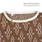 1960's〜 DEADSTOCK ELY&WALKER LEISURE KNITS JACQUARD T-SHIRT BROWN ... L