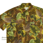 1980's BANANA REPUBLIC SAFARI & TRAVEL LEAF PRINT S/S SHIRT ... S