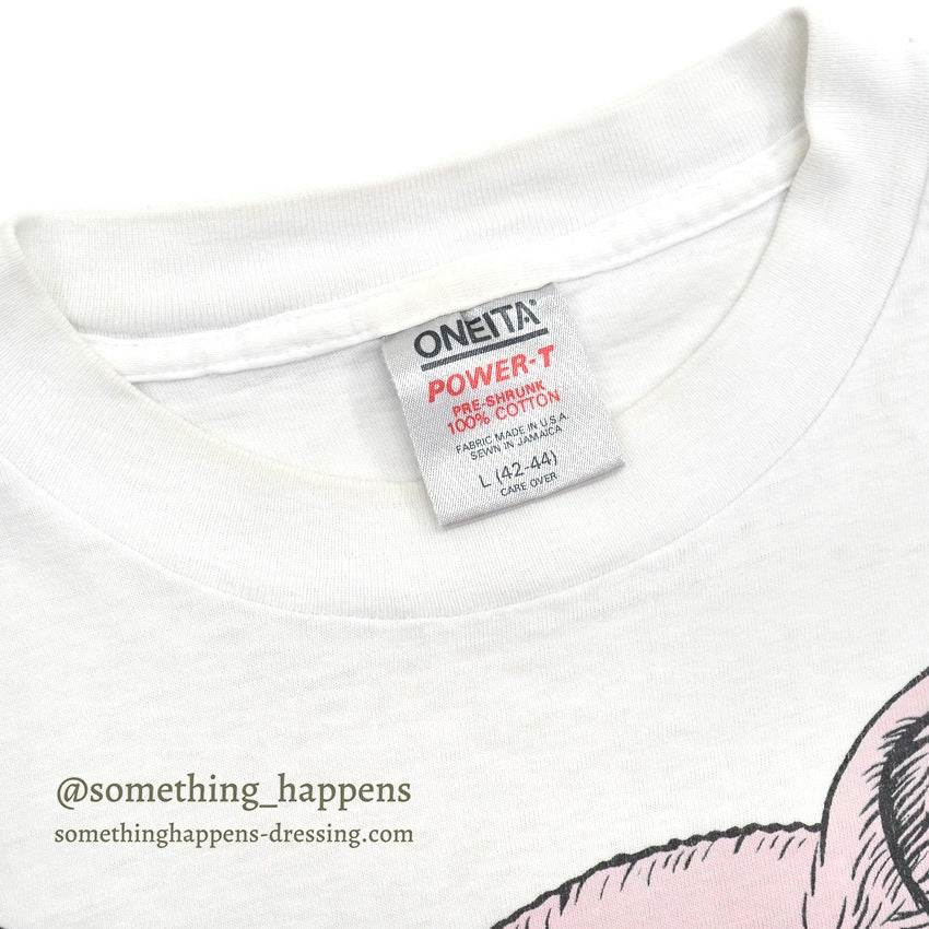 1990's ONEITA PIG PRINT T-SHIRT... L