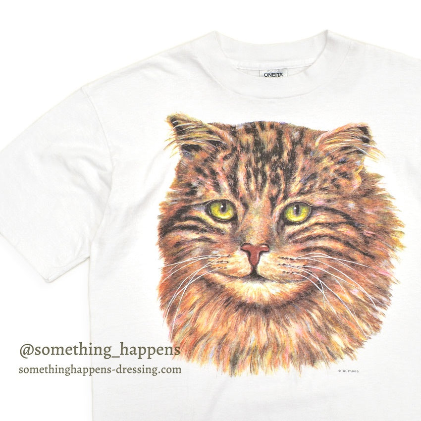 1990's ONEITA CAT PRINT T-SHIRT ... XL