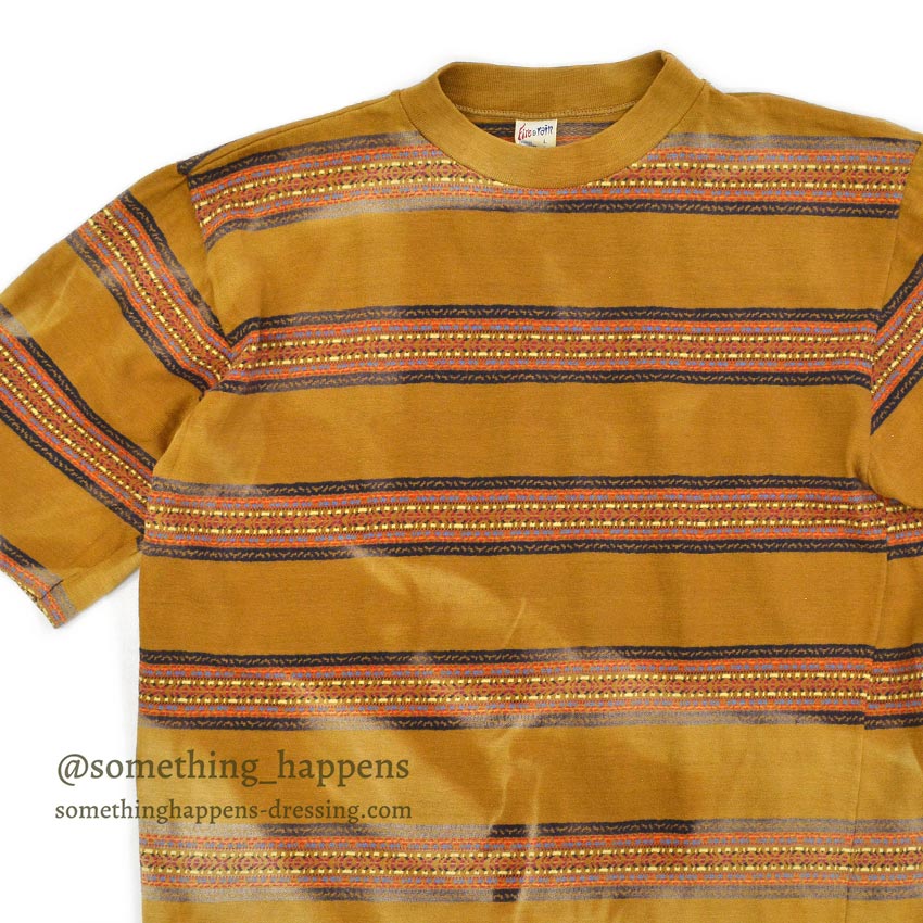1960's FIRE & RAIN BY JANTZEN JACQUARD T-SHIRT FADED ... L