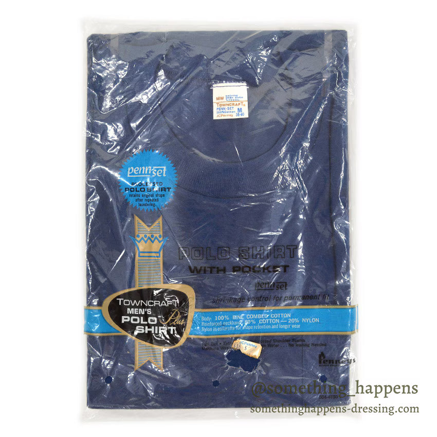 1960's DEADSTOCK TOWNCRAFT PENNEYS NAVY POCKET T-SHIRT... M