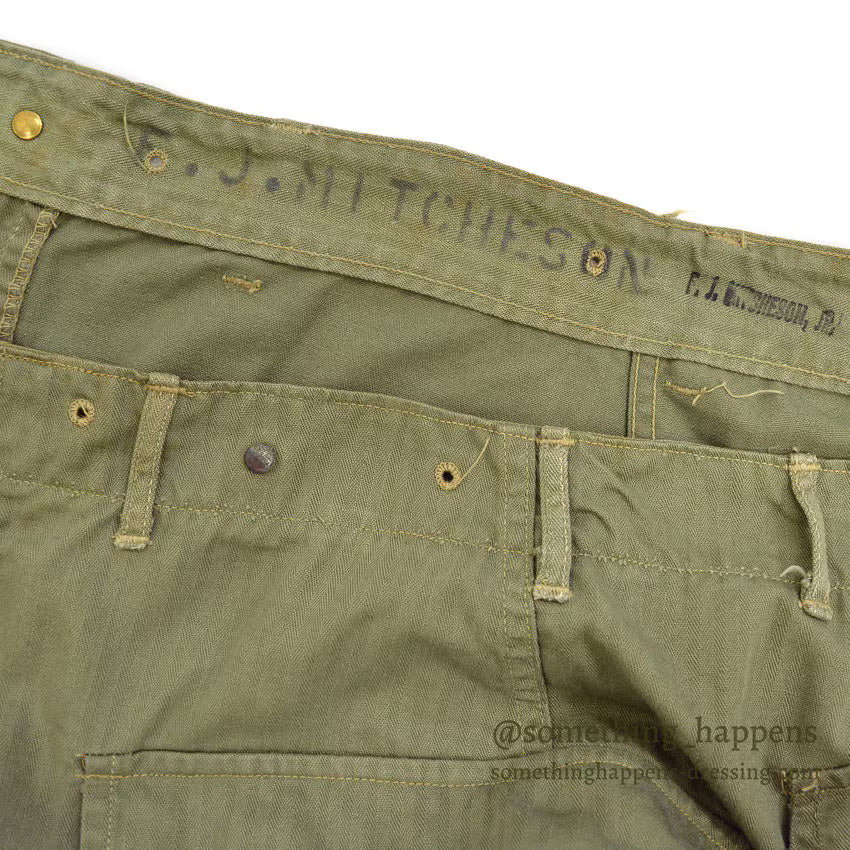 1940's U.S.M.C. WW2 M-44 HBT TROUSERS ... W32/L30