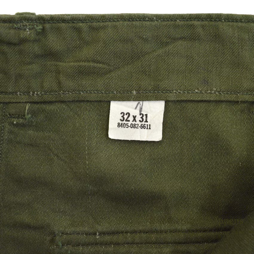 1960's U.S.ARMY TROUSERS, MAN'S COTTON SATEEN OG-107, TYPE-I 2 ... W32/L31