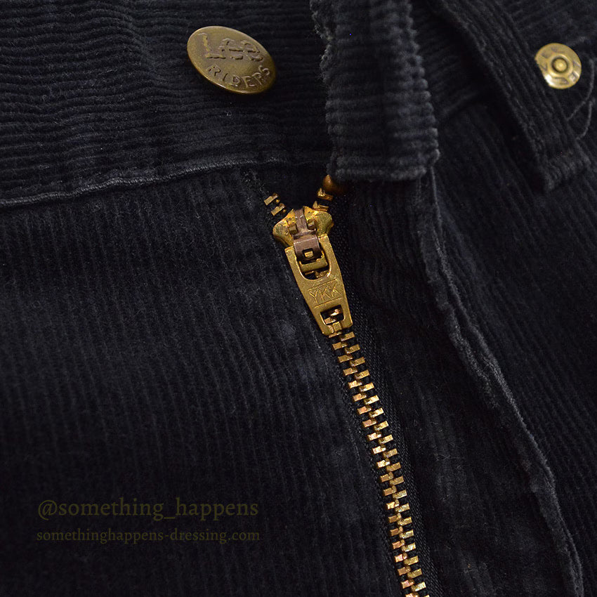 1980's Lee 200 CORDUROY PANTS BLACK MINT... W32/L30