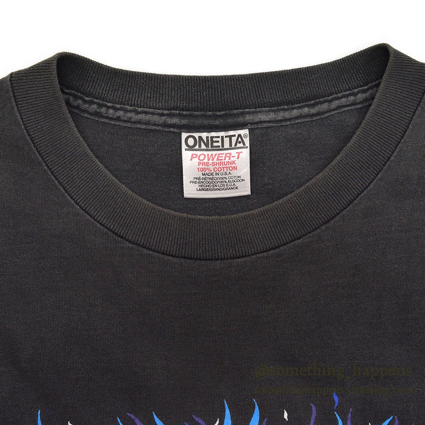 1990's ONEITA MOTORCYCLE ART FIRE PATTERN L/S T-SHIRT ... LARGE