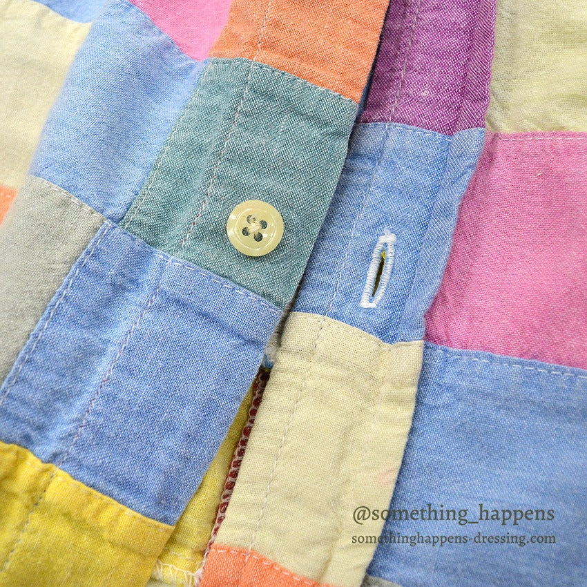 1990's J.CREW CRAZY COLOR PATCHWORK BD L/S SHIRT ... M