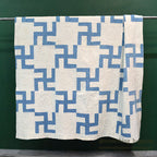 ANTIQUE WHIRLING LOGS, SWASTIKA PATCHWORK QUILT... 206cm/164cm