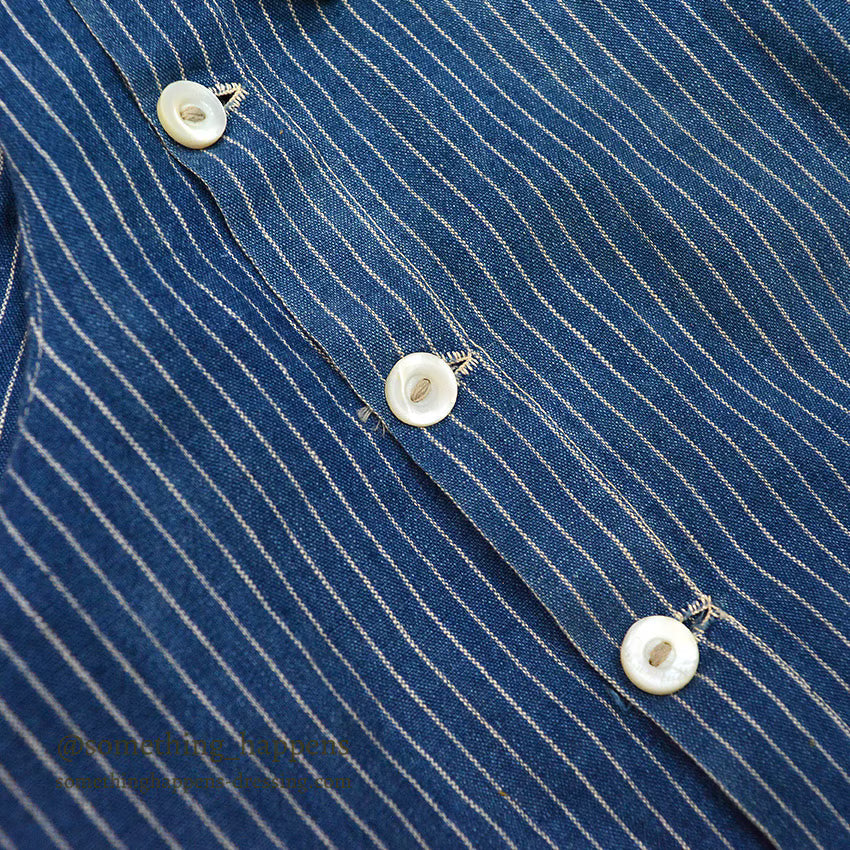 ~1920's ANTIQUE INDIGO STRIPE CALICO KIDS BLOUSE...