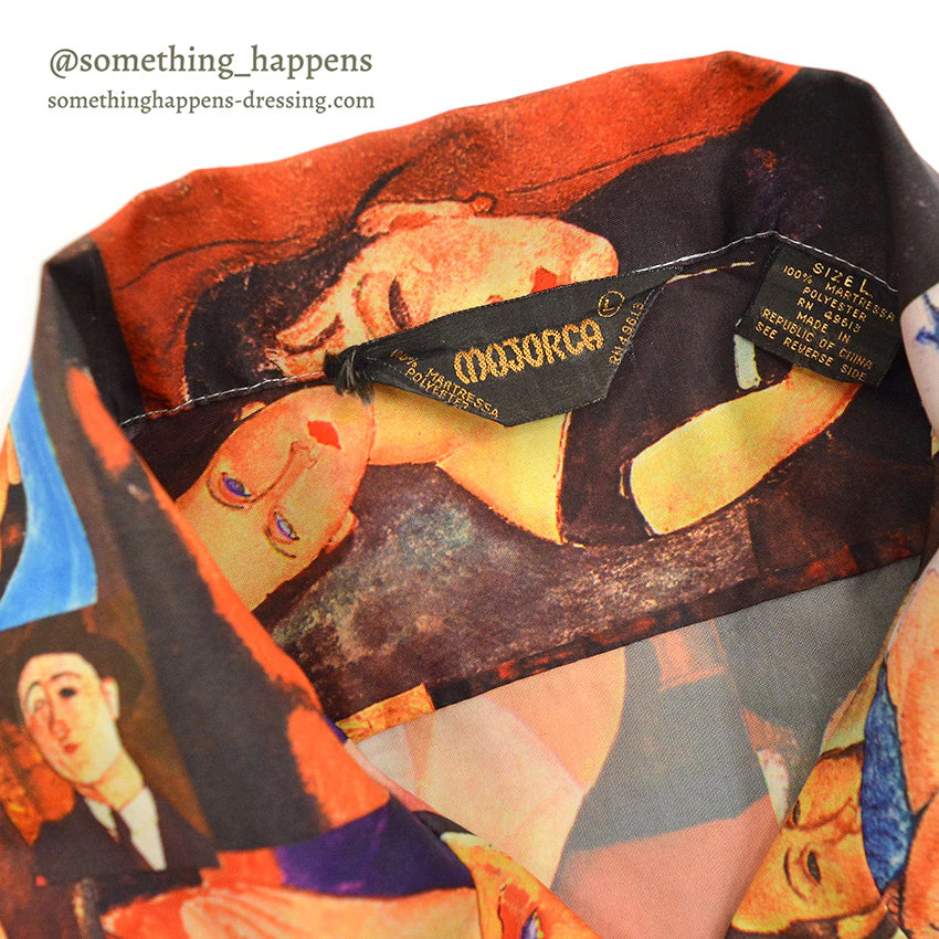 1970's MOJORCA Amedeo Modigliani ART PRINT S/S SHIRT ... L