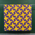 DRUNKARD'S PATH PURPLE & YELLOW PATCHWORK QUILT... 208cm/146cm