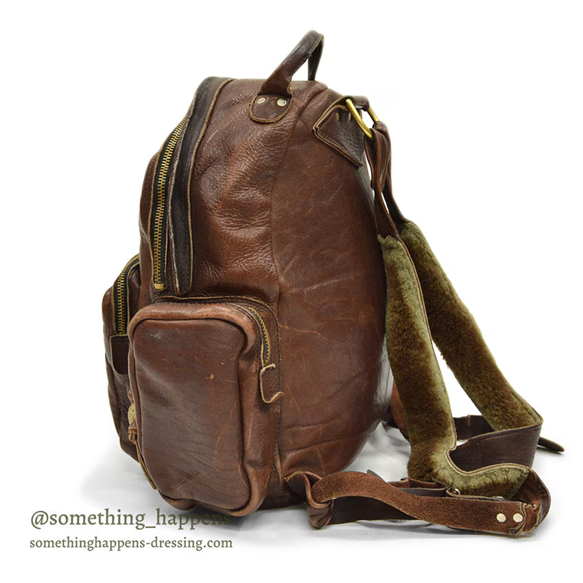 ~1970's PK DARK BROWN LEATHER BACKPACK...