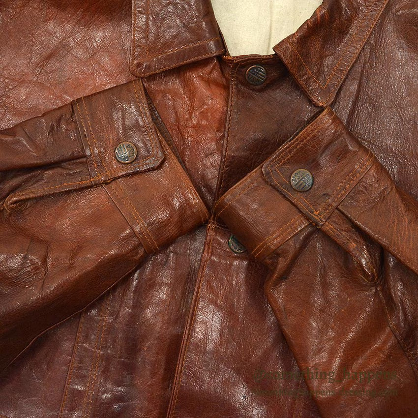 ~1980's UNKNOWN BROWN LEATHER JACKET TYPE 3RD ... Fits like 48