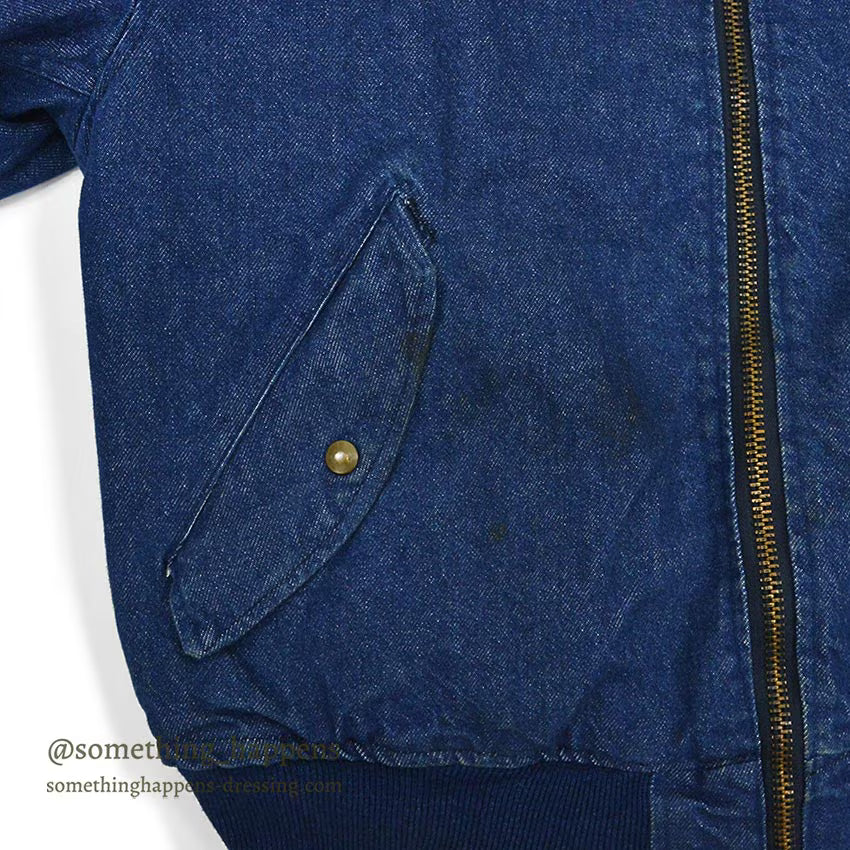 1980's~ HOPE MANUFACTURING, INC. MA-1 DENIM/NYLON FLIGHT JACKET ... L