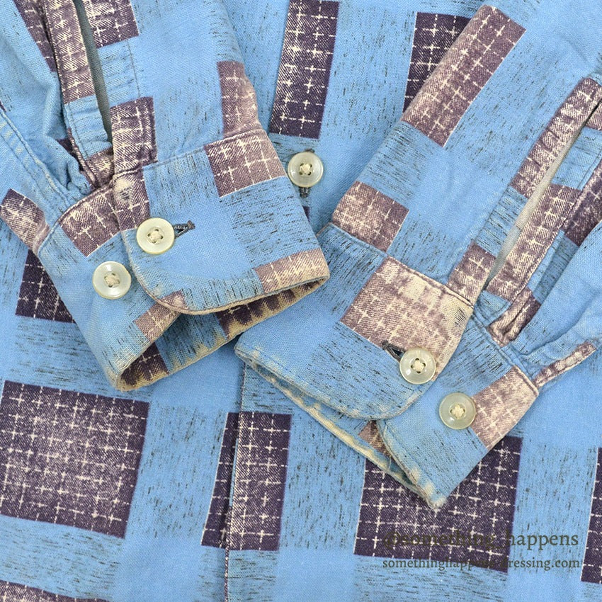1950's PENNEY'S TOWNCRAFT PRINT FLANNEL SHIRT FADED...S