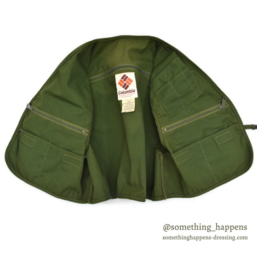 1980's COLUMBIA FISHING VEST OLIVE ... SMALL