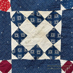 c.1900's ANTIQUE INDIGO CALICO SIGNATURES ALBUM QUILT TOP ... 210cm/168cm