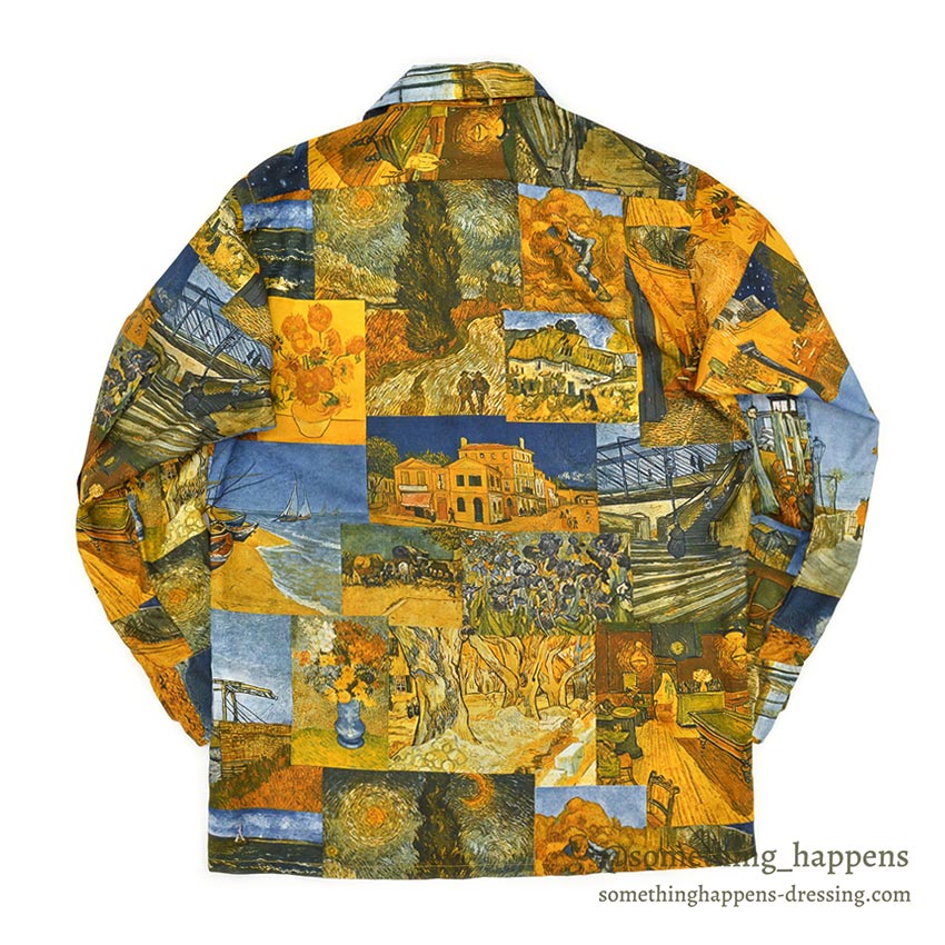 1970's STROMBERYS SPORTSWEAR ゴッホ ART PRINT L/S SHIRT ... M