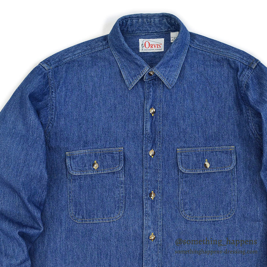 1980's ORVIS DENIM WORK SHIRT ... M