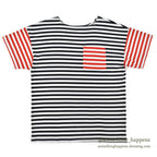 ~1980's JANTZEN BLACK / RED STRIPE POCKET T-SHIRT ... M
