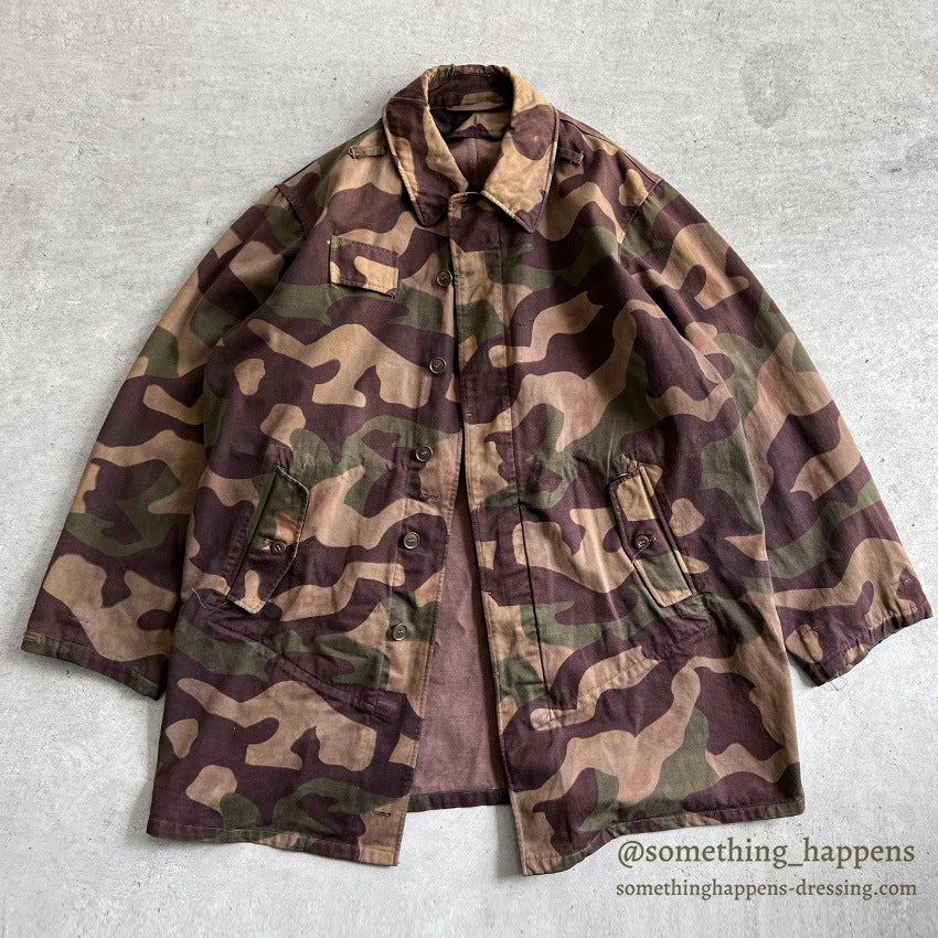 1960's CZECHOSLOVAKIA MILITARY BROWN DYED SALAMANDER PATTERN CAMO COAT...