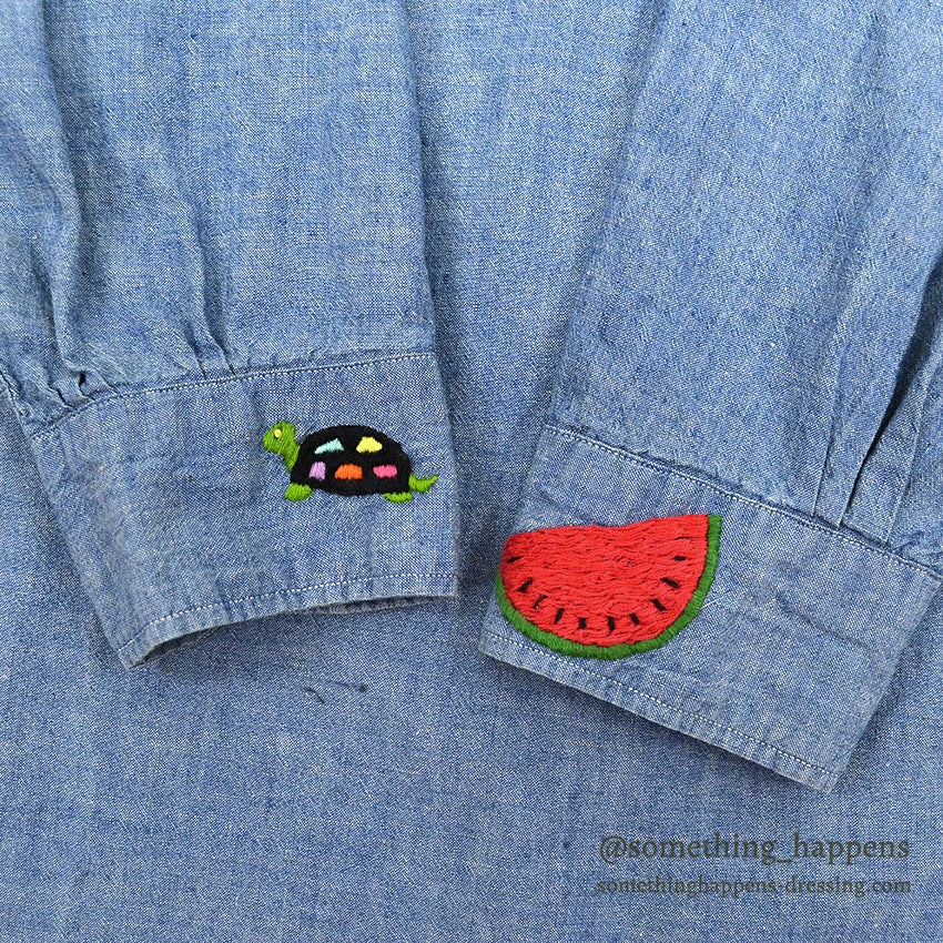 1950's SUPER PIONEER EMBROIDERY ALL COTTON CHAMBRAY SHIRT ... 16