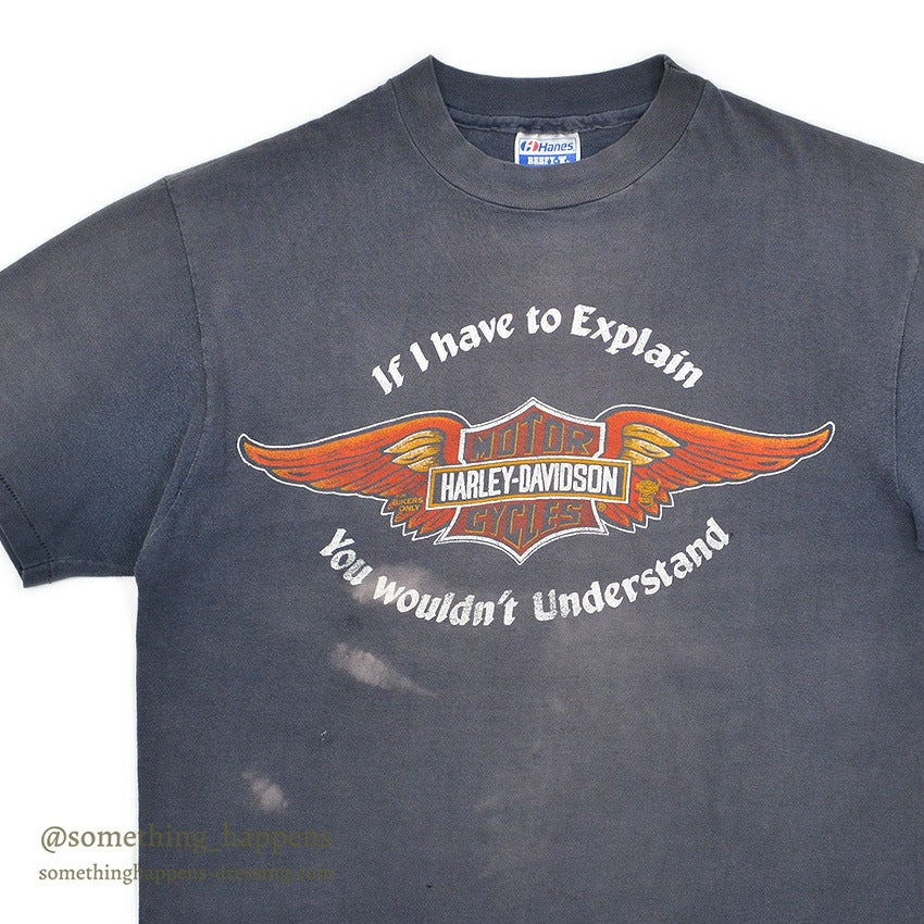 1980's HANES HARLEY-DAVIDSON FADED BLACK T-SHIRT ... L