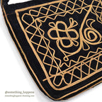 1960's~ HAND MADE EMBROIDERED BLACK VELVET SHOULDER BAG...