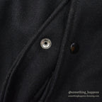 1990's GOLDEN BEAR ALL BLACK WOOL / LEATHER VARSITY JACKET... L