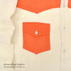 1970's~ INDIA TWO-TONE WESTERN SHIRT... L