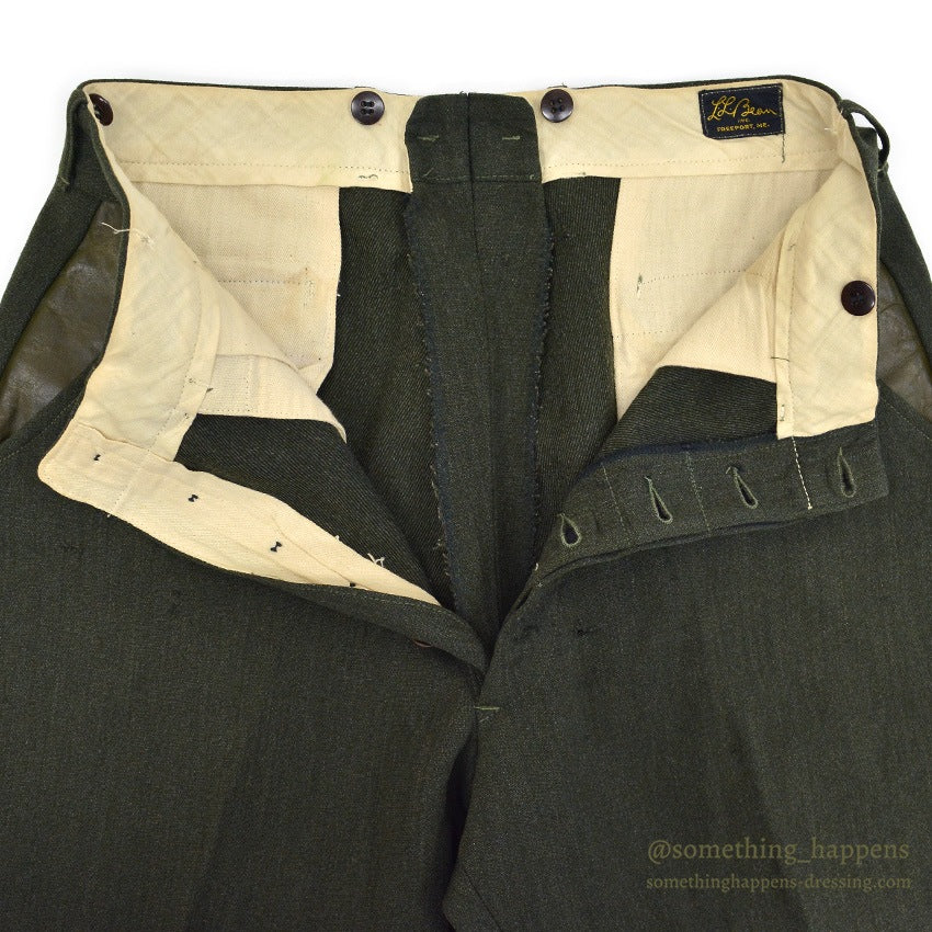 1950's LLBEAN UNUSUAL HUNTING PANTS OLIVE DRAB... W33/L28