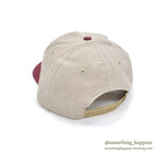 1990's DEADSTOCK LIGHT GRAY/MAROON SNAP BACK CAP Made in USA...