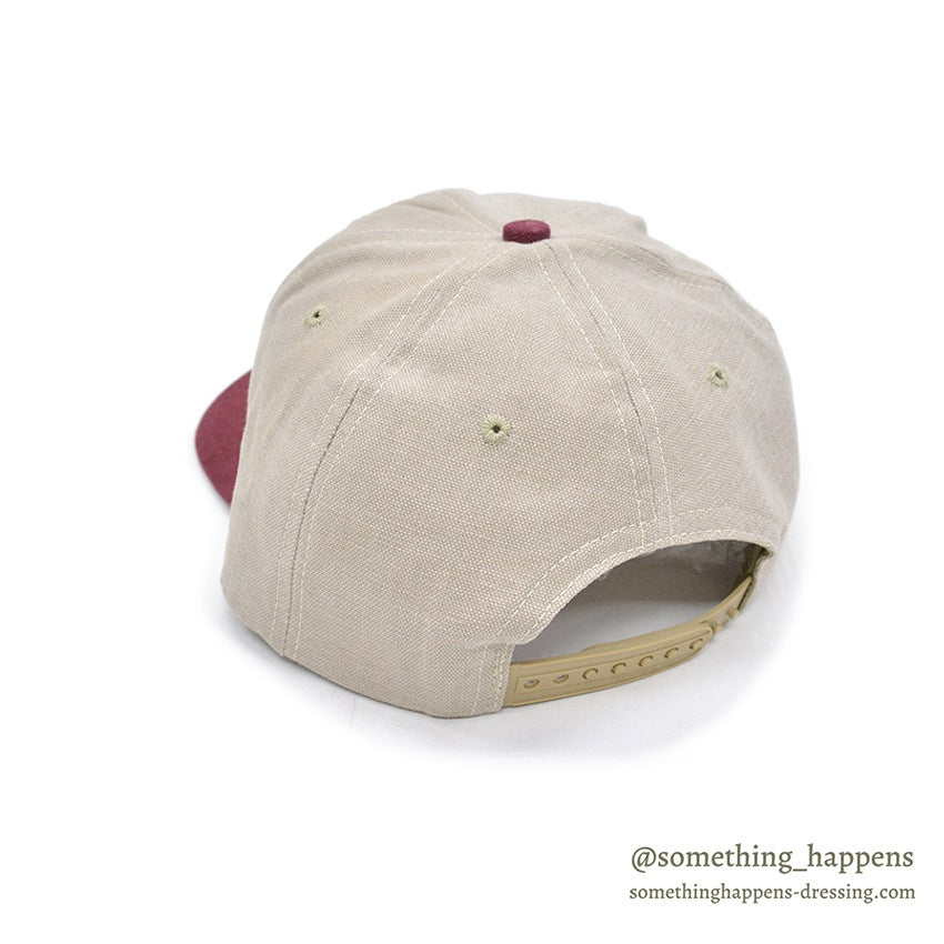 1990's DEADSTOCK LIGHT GRAY/MAROON SNAP BACK CAP Made in USA...