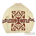 1970's~ NATIVE PATTERN JACQUARD SHAWL COLLAR CARDIGAN...