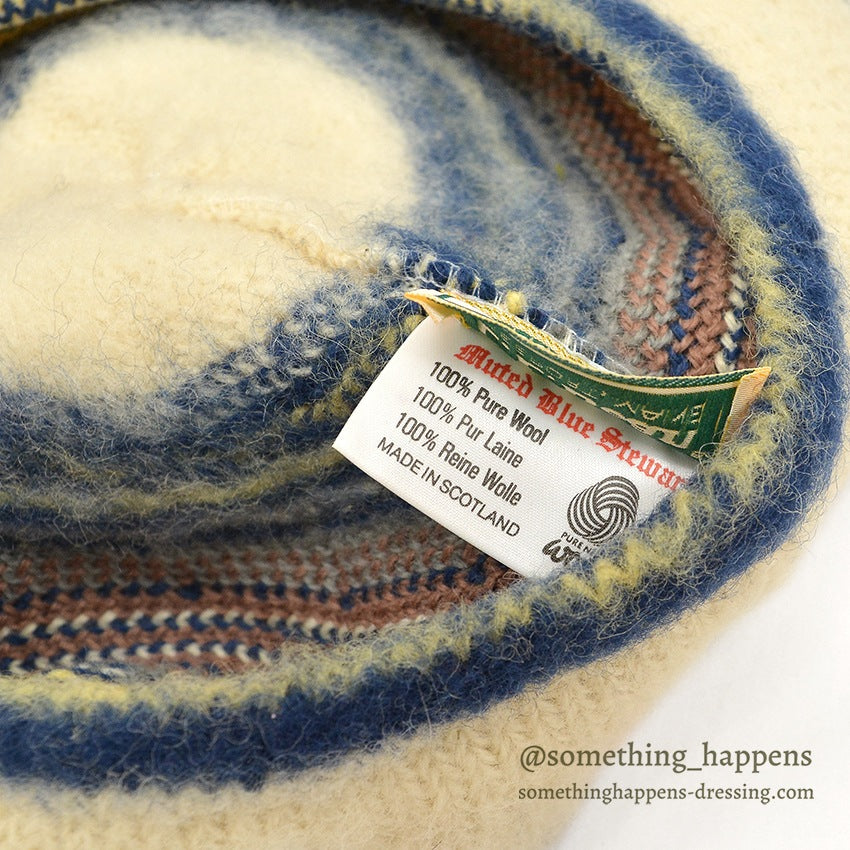 1980's LLBEAN MUTED BLUE STEWART WOOL HAT & WOOL SCARF...