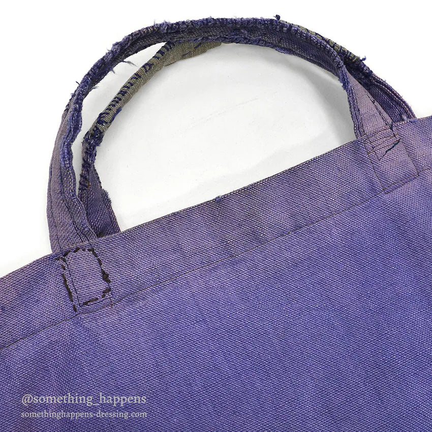 ~1950's HOME MADE FADED BLUE CANVAS TOTE BAG...