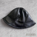 FAKE LEATHER ALL BLACK HAT...