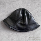 FAKE LEATHER ALL BLACK HAT...