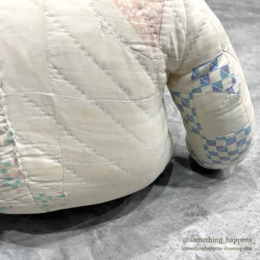ANTIQUE CALICO PATCHWORK QUILTED TEDDY BEAR BIG...