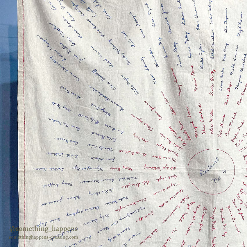 ANTIQUE WOMEN'S CLUB OVER 200 SIGNATURES EMBROIDERY CLOTH UNUSED...