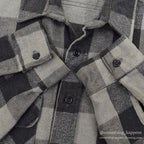 1970's~ FIVE BROTHER BLACK/GRAY PLAID FLANNEL SHIRT ... L