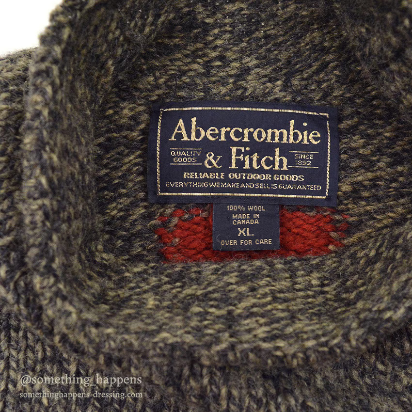 ABERCROMBIE & FITCH RED CROSS WOOL SWEATER DARK GRAY ... XL