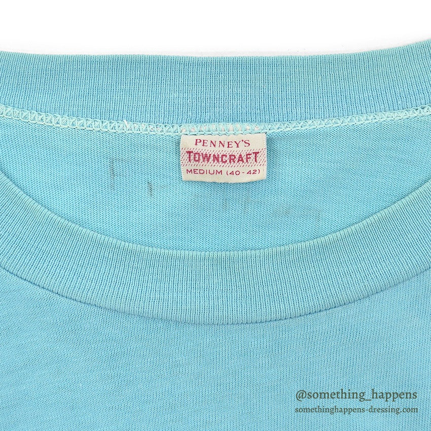 1960's TOWNCRAFT PENNEY'S LIGHT BLUE BLANK T-SHIRT ... MEDIUM