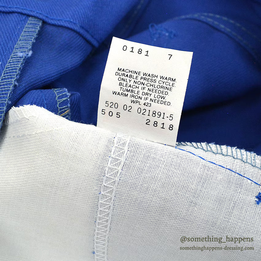 1980's DEADSTOCK Levi's 505-2818 BLUE COTTON TWILL PANTS... W31/L34